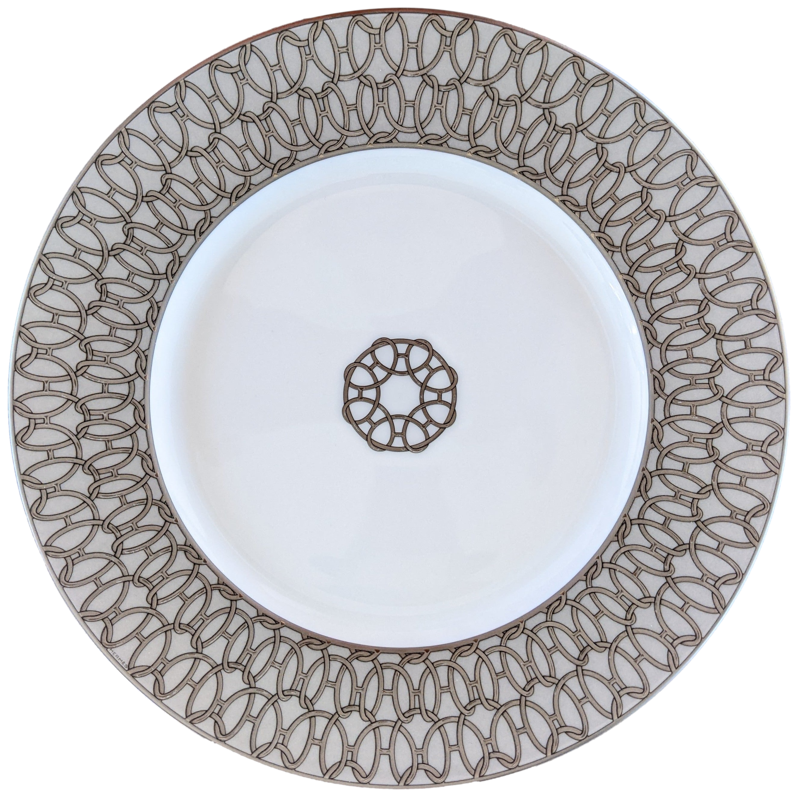 Hermes [PL03] Gris Set of 2 Assietes "Fil d'Argent" Plates 22,5 cm