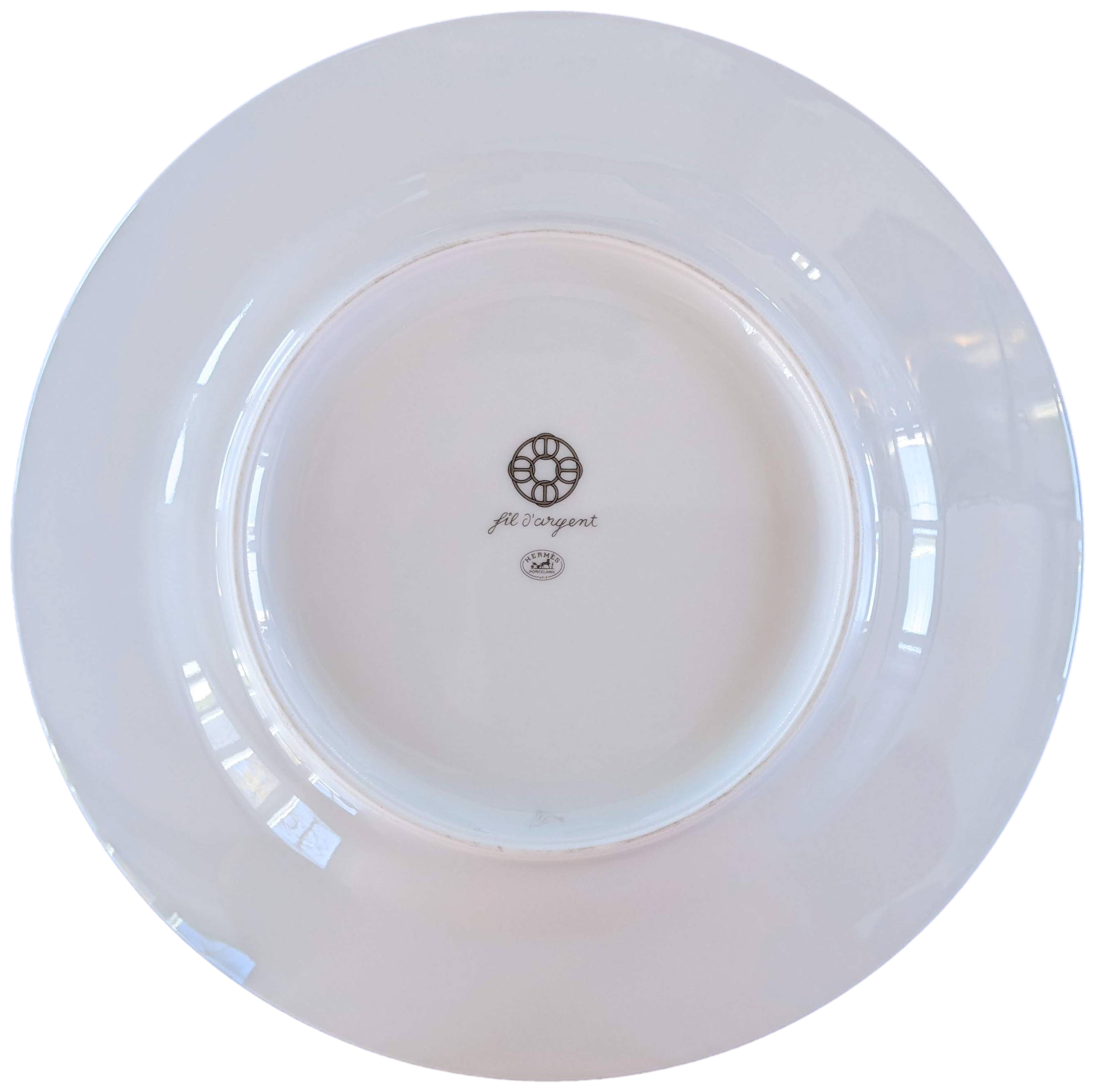 Hermes [PL03] Gris Set of 2 Assietes "Fil d'Argent" Plates 22,5 cm