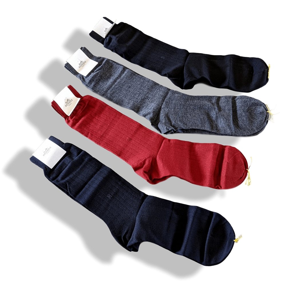 Hermes Fine Rib Virgin Wool MEN KIT 4PCS SOKS, BWTIB! - poupishop
