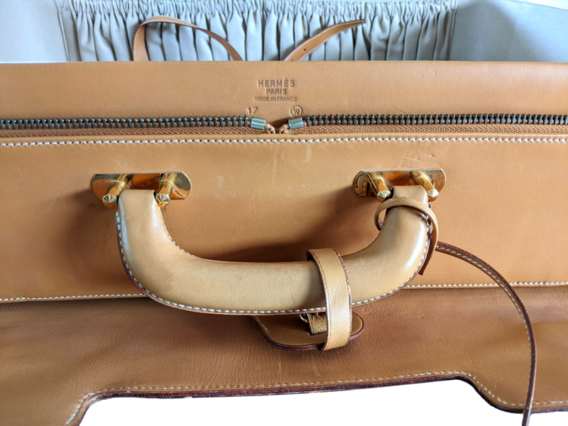 Hermes 1993 Vintage Calf  Flap Gusseted Suitcase  Valise