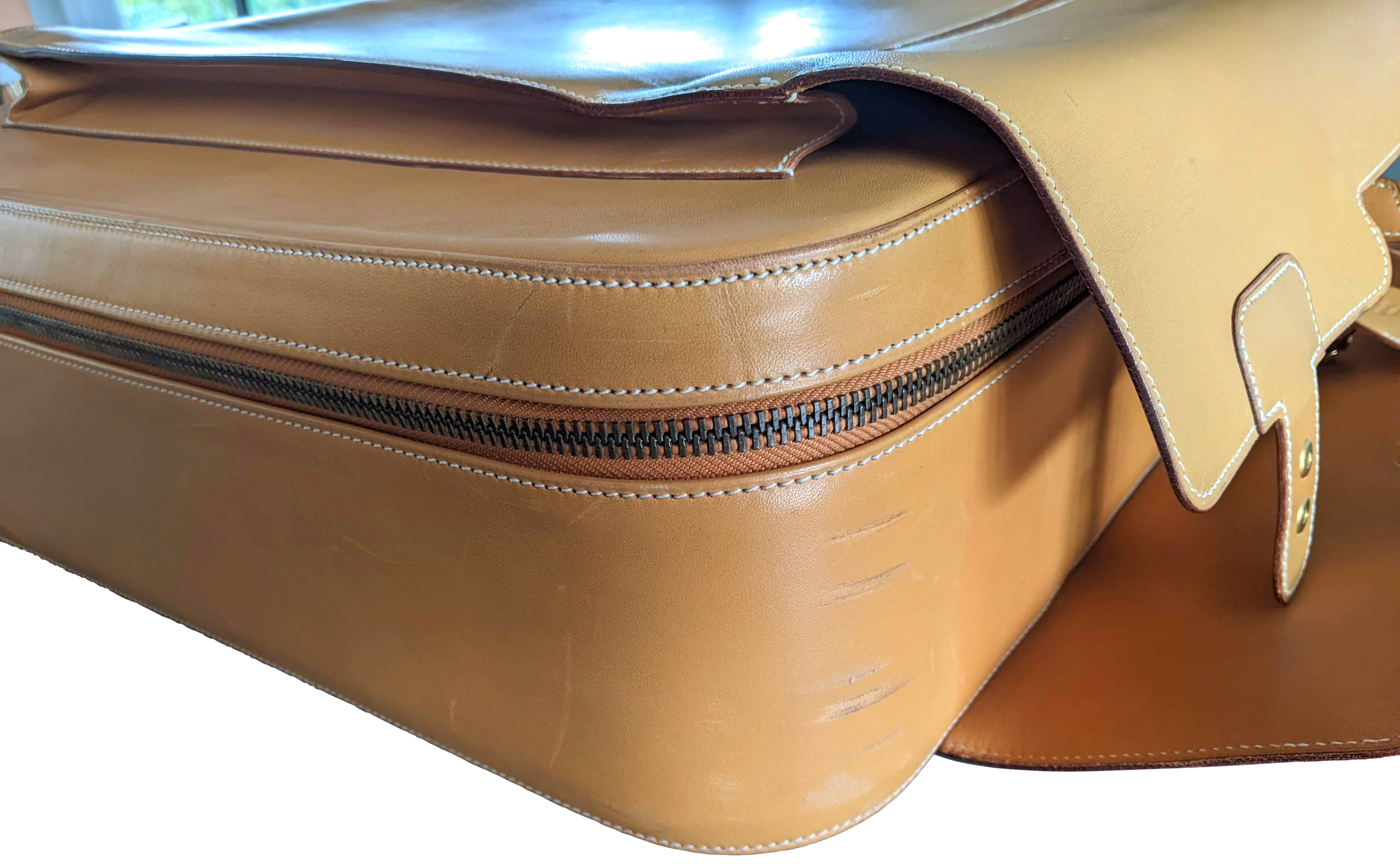 Hermes 1993 Vintage Calf " Flap Gusseted Suitcase " Valise Mallette, Exceptional and RARE !