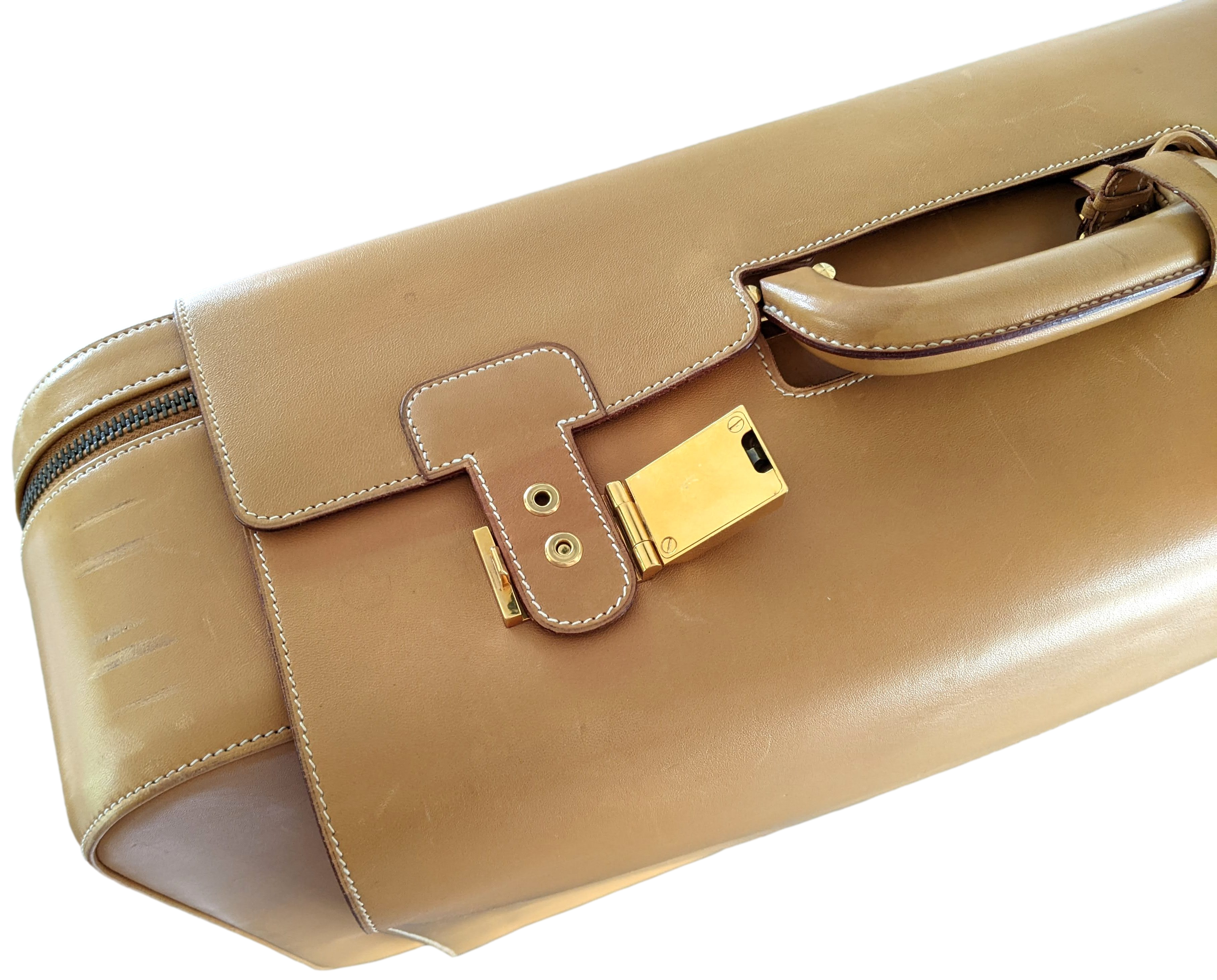 Hermes 1993 Vintage Calf " Flap Gusseted Suitcase " Valise Mallette, Exceptional and RARE !