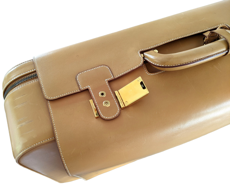 Hermes 1993 Vintage Calf  Flap Gusseted Suitcase  Valise