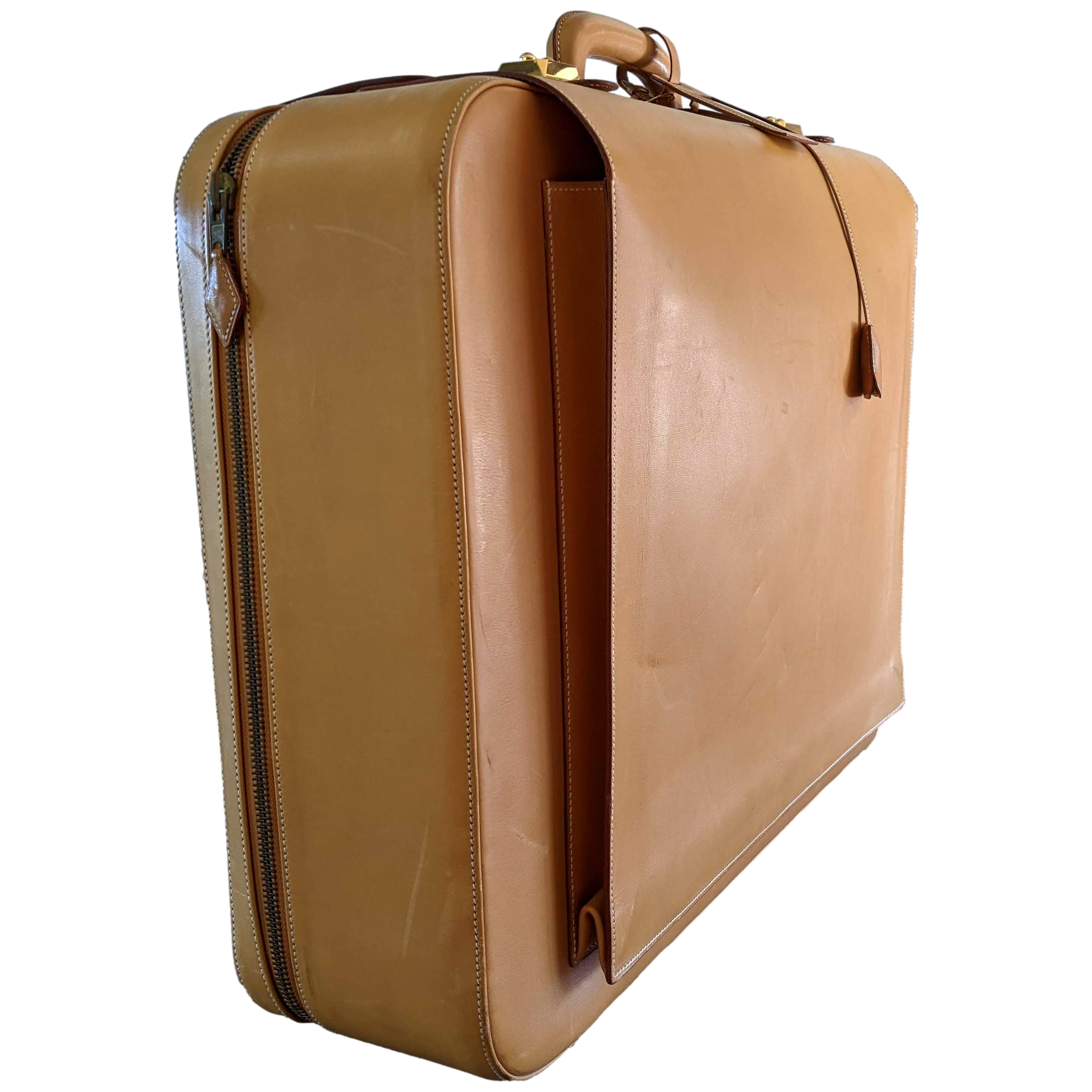 Hermes 1993 Vintage Calf " Flap Gusseted Suitcase " Valise Mallette, Exceptional and RARE !