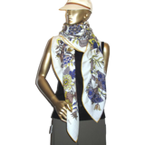 Hermes 2013 Blanc/Bleu/Jaune FLEURS ET PAPILLONS DE TISSUS Cashmere Shawl 140