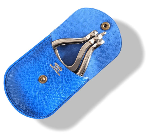Hermes Foldable Horse Nail Cleaner IN THE POCKET in Blue Leather Epsom Case, BNIB! - poupishop