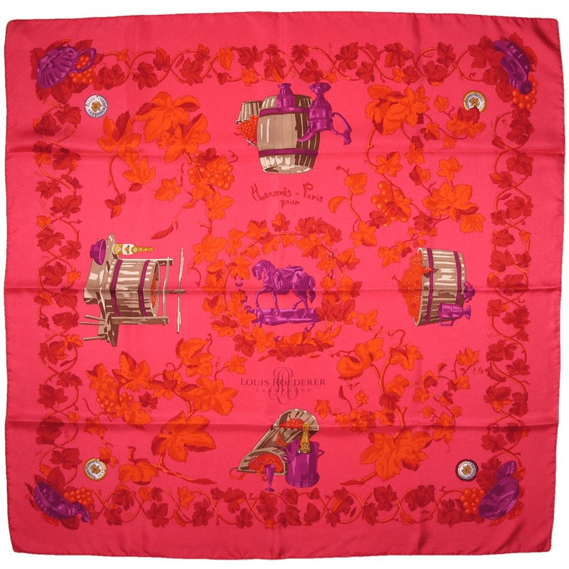 Hermes for Louis Roederer Champagne Fuchsia Vendanges Exclusive Limited Twill scarf, NIB, Rare! - poupishop