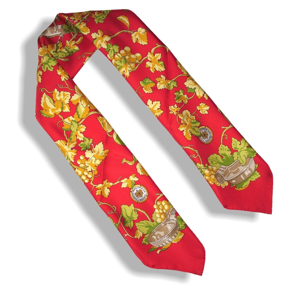 Hermes for Louis Roederer Champagne Red Vendanges Exclusive Limited Twill scarf, NIB, Rare! - poupishop