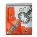 Hermes for UBS Orange Les Cles Exclusive Limited Twill scarf, NIB, RARE! - poupishop