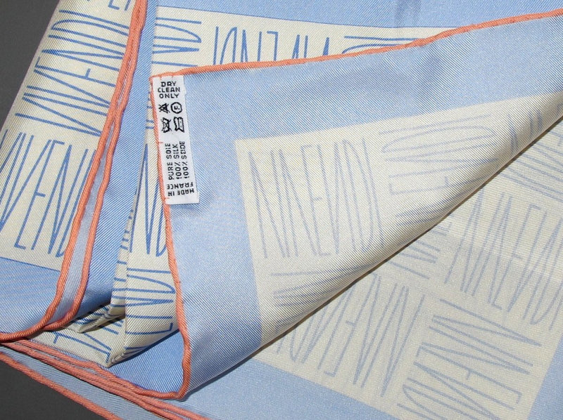 Hermes for Vivendi 1996 Baby Blue Special Issue Twill Silk Scarf 90cm, Mint in Box! - poupishop