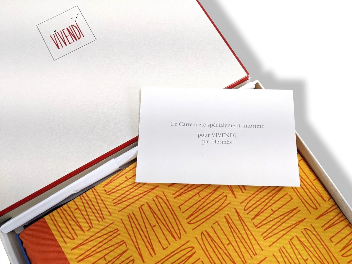 Hermes for Vivendi Jaune/Orange 1996 Special Issue Twill Silk Scarf 90cm, BNIB! - poupishop