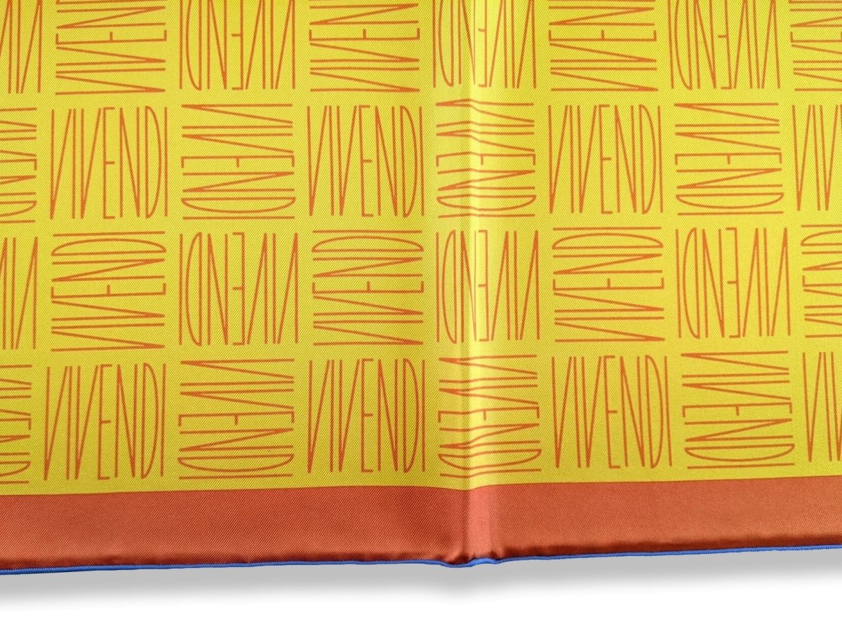 Hermes for Vivendi Jaune/Orange 1996 Special Issue Twill Silk Scarf 90cm, BNIB! - poupishop