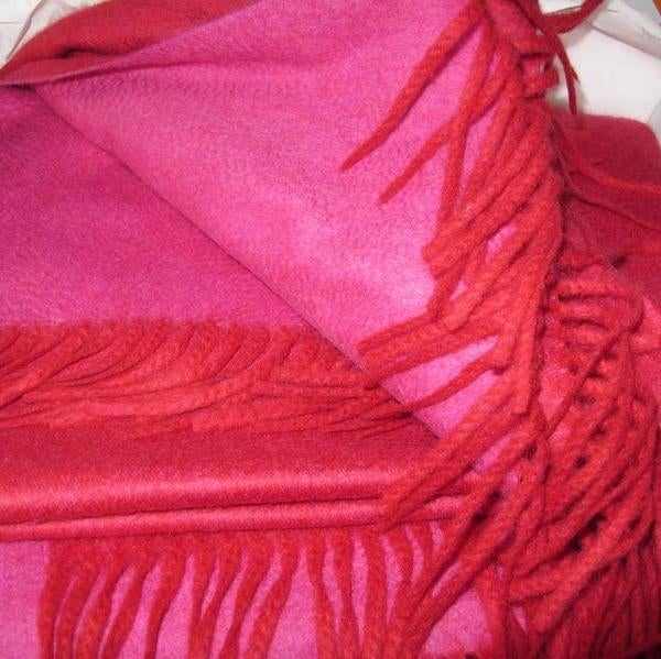 Hermes Framboise/Fuchsia 100% Cashmere Double-Sides Plaid, NIB! - poupishop