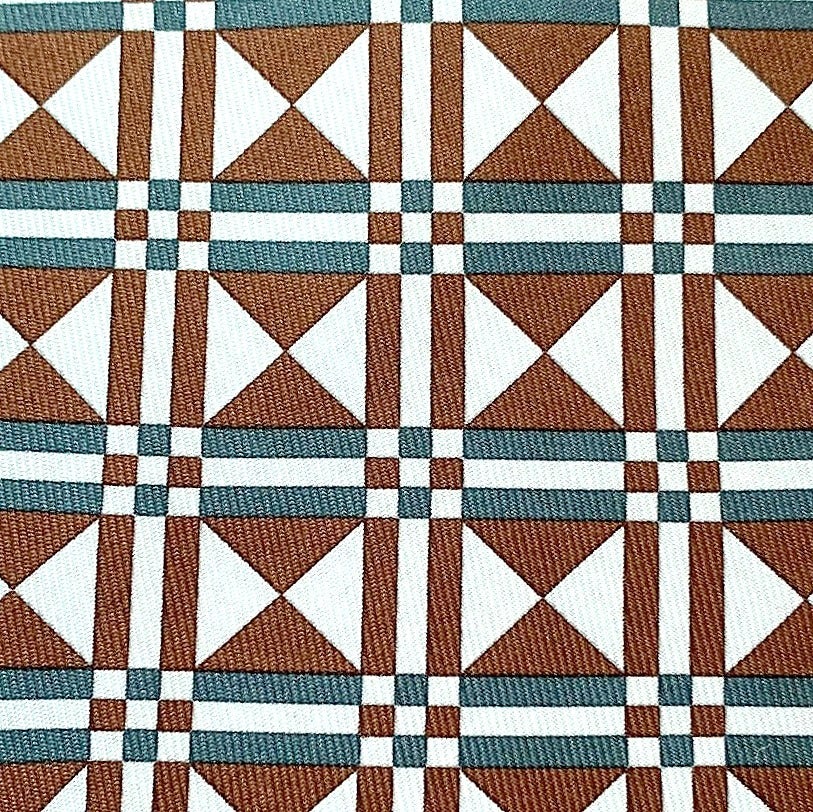 Hermes Frosted Chocolate Storm Art Deco Geometric Twill Silk Tie 9cm, NWT in Pochette! - poupishop