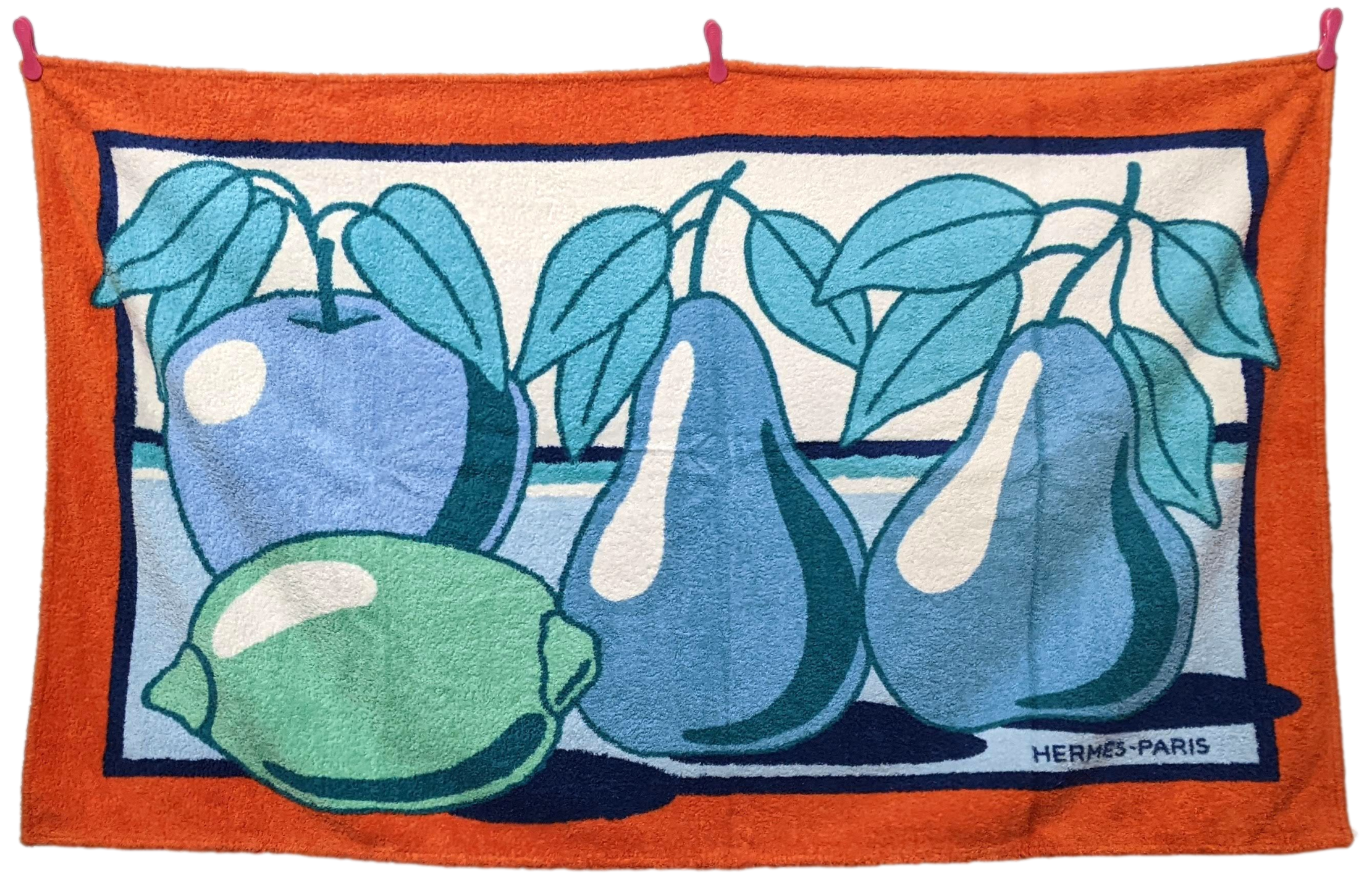 Hermes Vintage "Fruits" Tapis de Plage Terry Beach Towel 90 x 150 cm