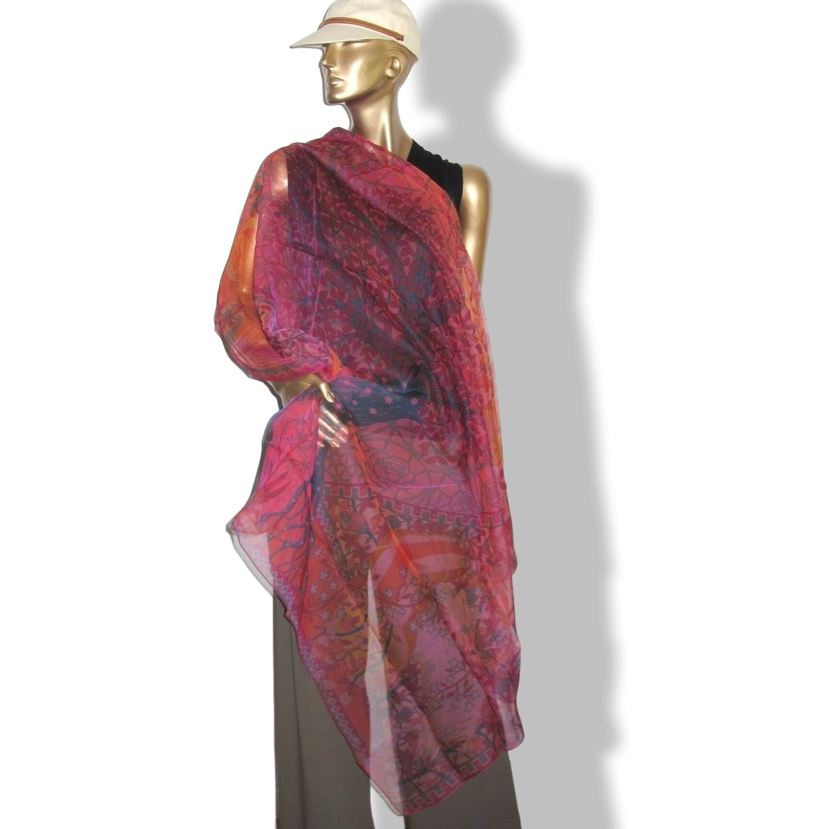 Hermes Fuchsia Jaune Ardoise Rose AXIS MUNDI Mousseline 140, New! - poupishop