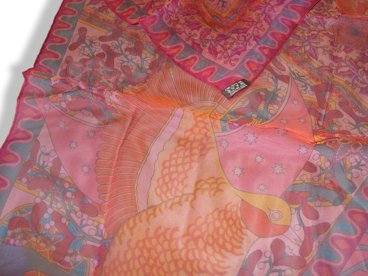 Hermes Fuchsia Jaune Ardoise Rose AXIS MUNDI Mousseline 140, New! - poupishop