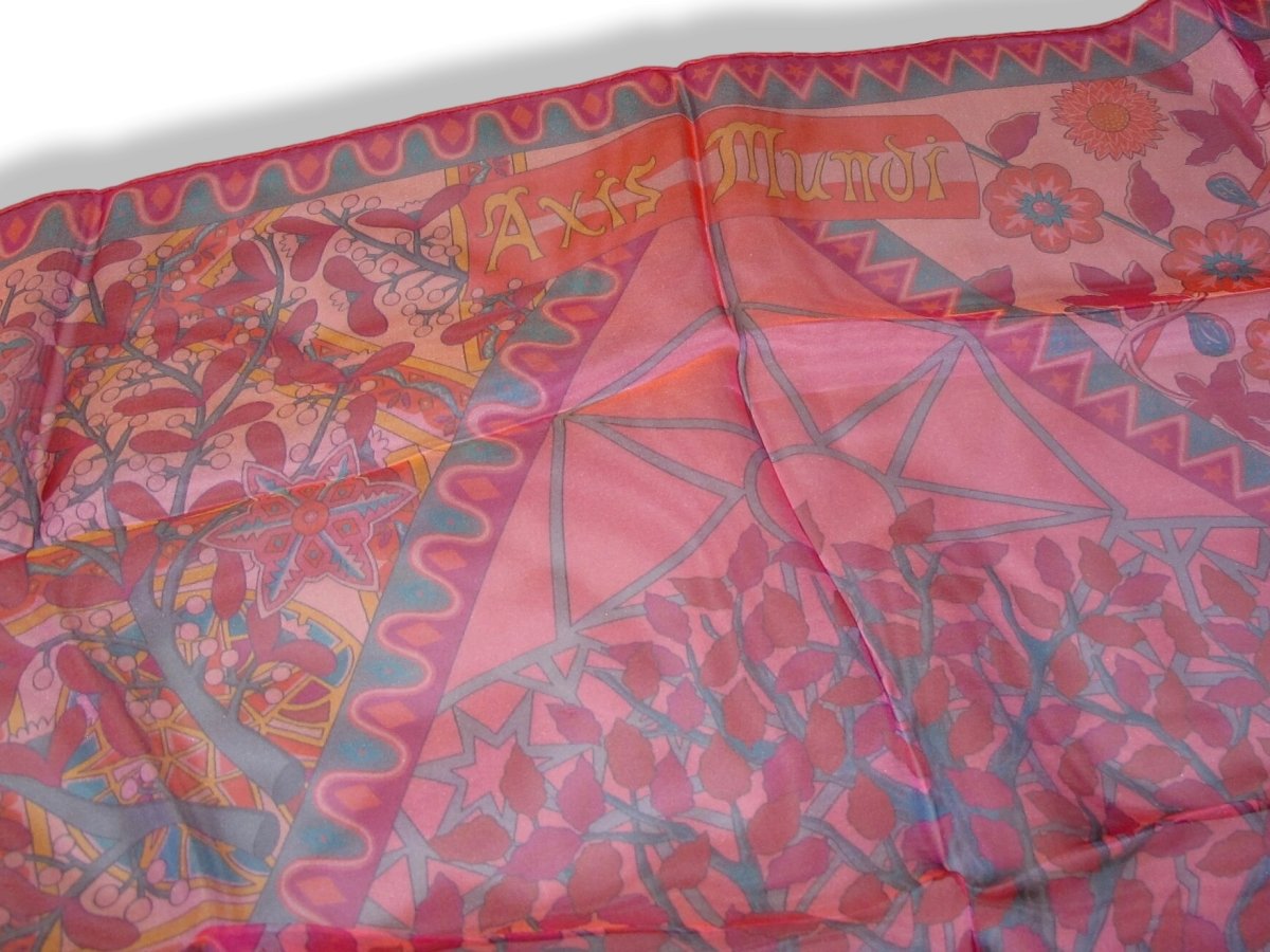 Hermes Fuchsia Jaune Ardoise Rose AXIS MUNDI Mousseline 140, New! - poupishop