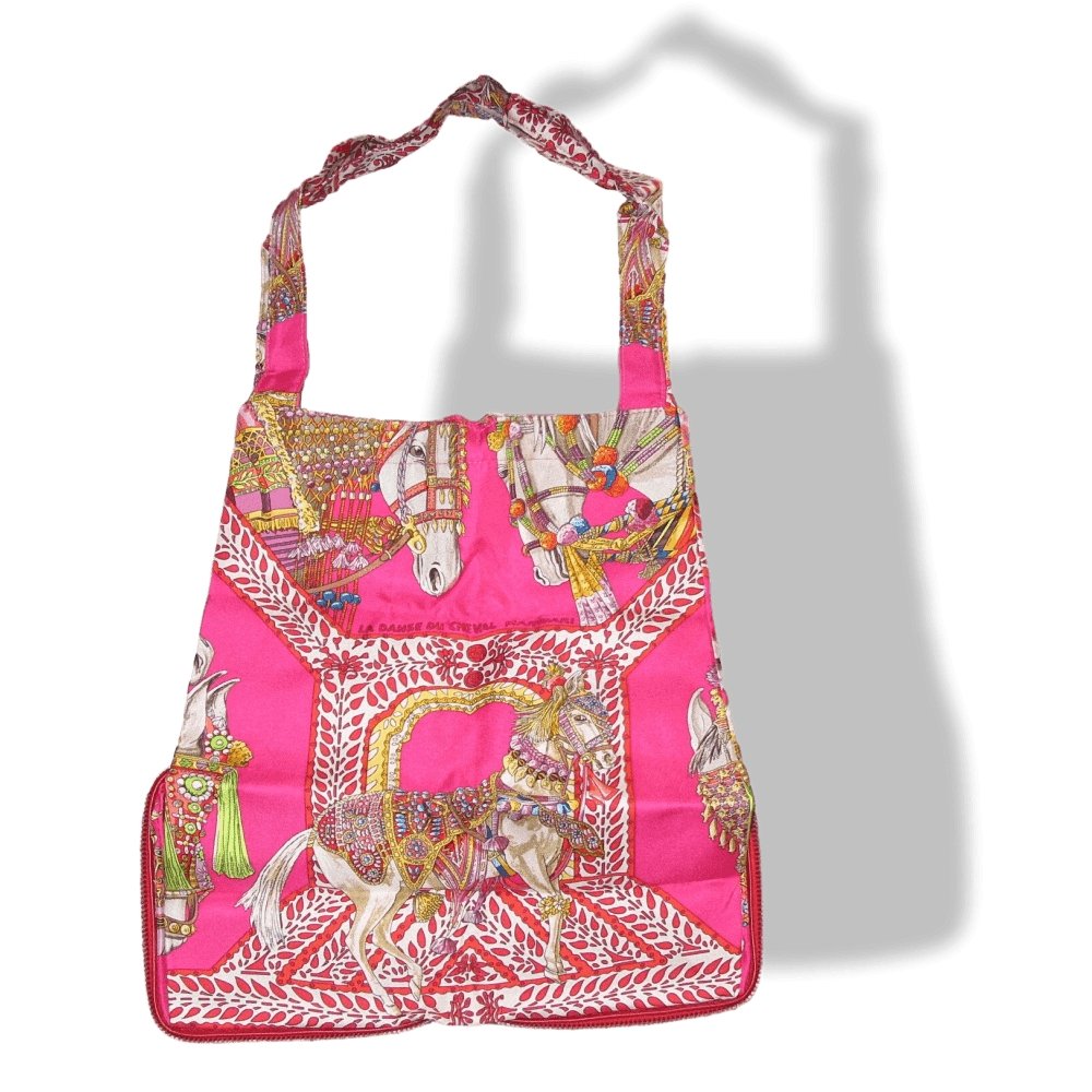 Hermes Fuchsia Red La Danse du cheval Marwari by Annie Faivre Silky Pop Bag, New! - poupishop