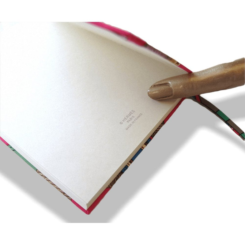 Hermes Fuchsia Rose Eperons d'Or Silk Notebook, NIB! - poupishop