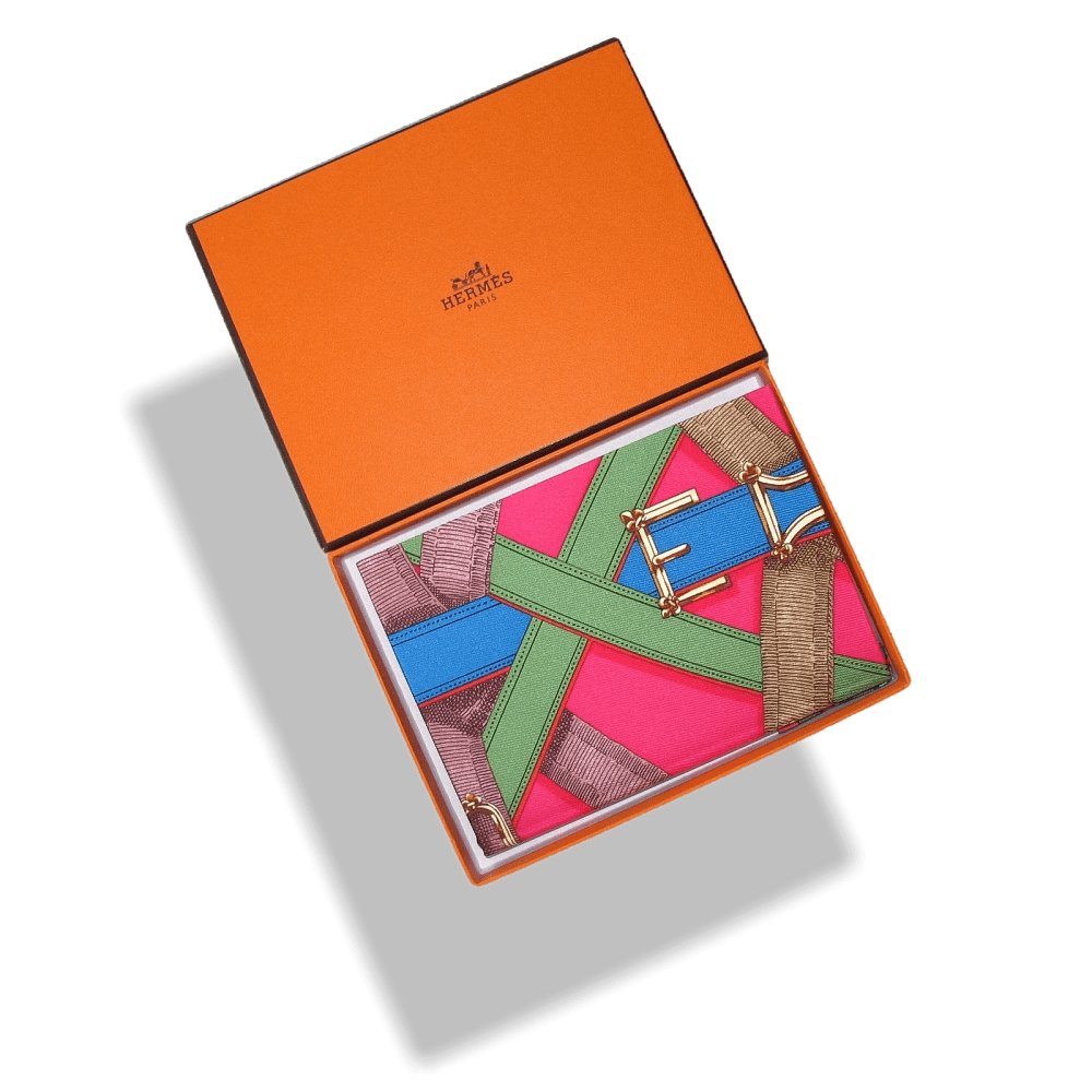 Hermes Fuchsia Rose Eperons d'Or Silk Notebook, NIB! - poupishop