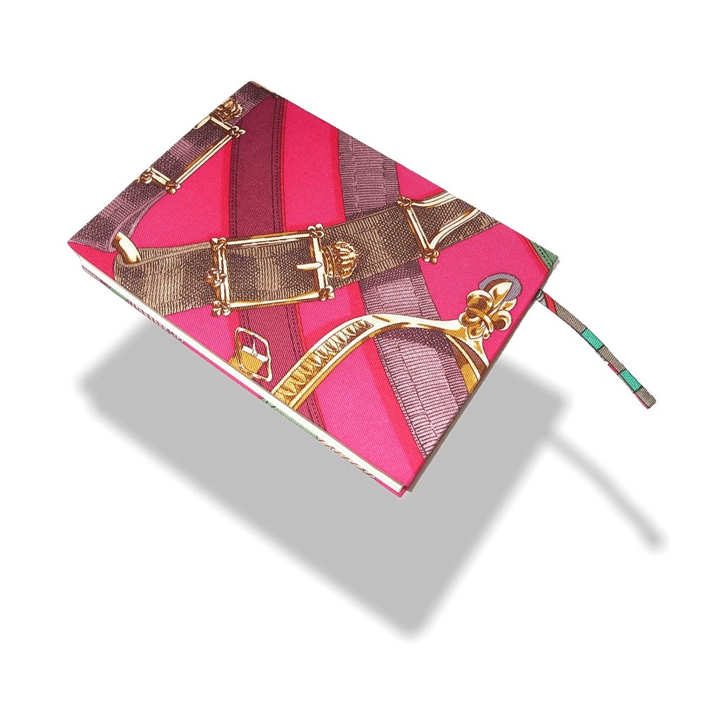 Hermes Fuchsia Rose Eperons d'Or Silk Notebook, NIB! - poupishop