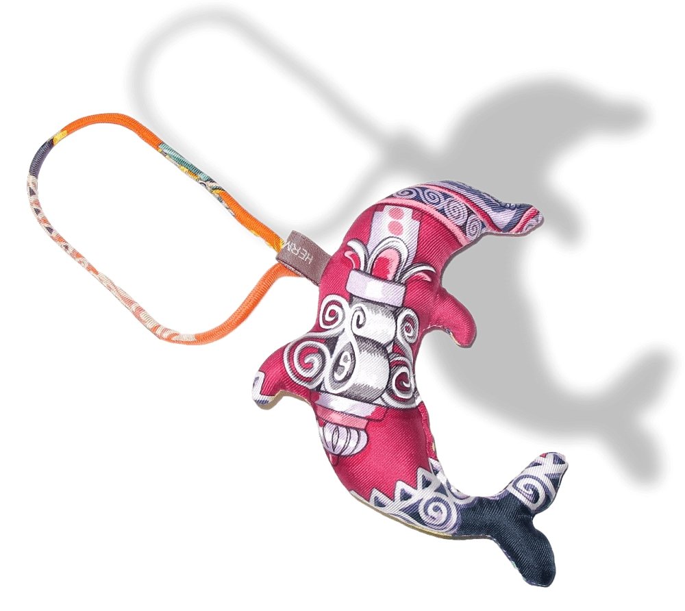 Hermes Fuchsia Yellow Dolphin Petit H Silk Bridle Bag Charm PM, NIB! - poupishop