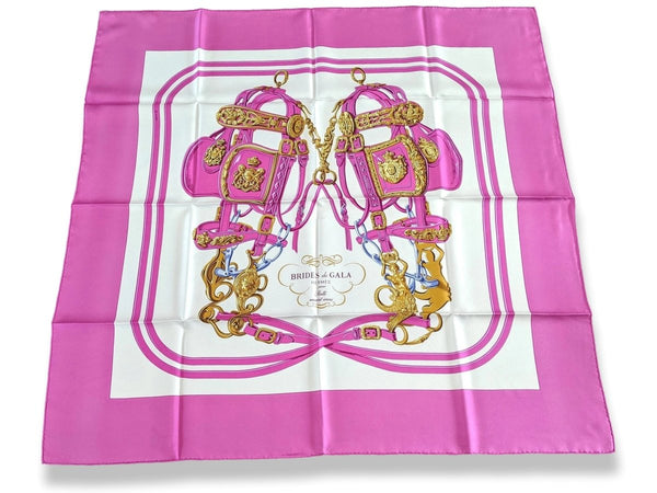 Hermes Fuchsia/Blanc Special Issue Anniversary 60th Ratti - Brides de Gala Twill 90cm, New! - poupishop