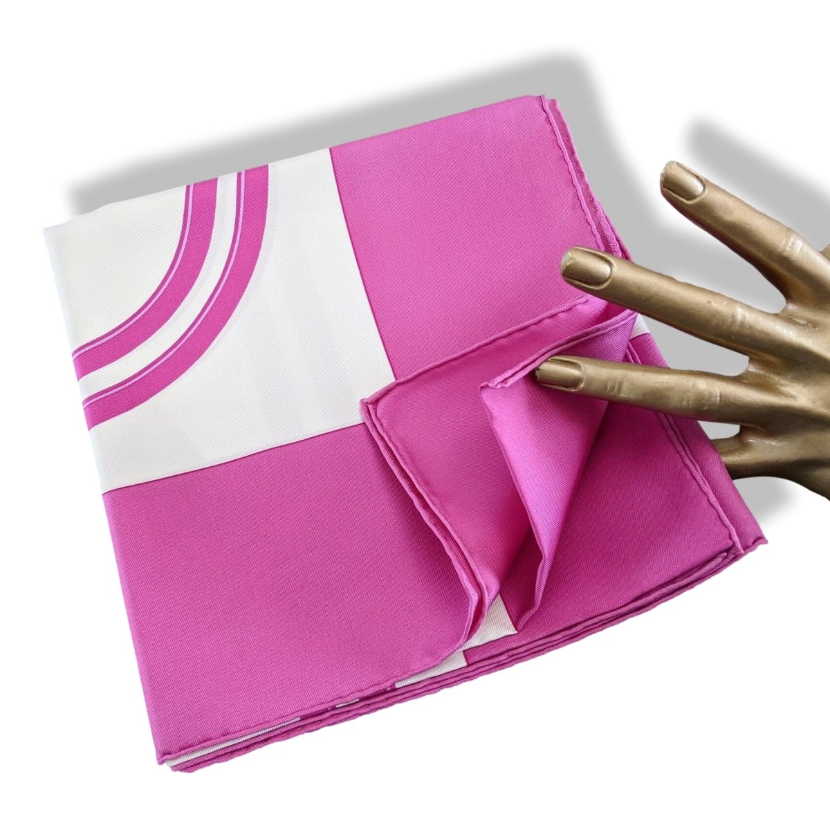 Hermes Fuchsia/Blanc Special Issue Anniversary 60th Ratti - Brides de Gala Twill 90cm, New! - poupishop
