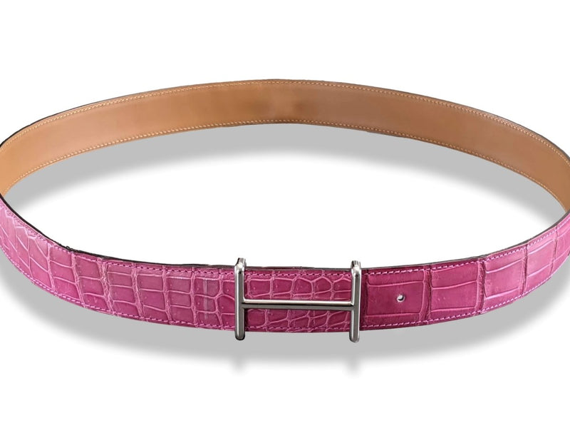 Hermès Braise Shiny Porosus Crocodile Belt Strap 32mm, 2009