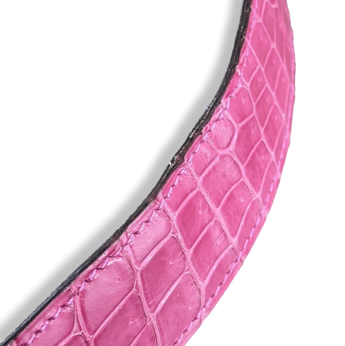 Hermes Fuchsia/Gold Crocodile Alligator Reversible Strap Belt 32 MM Sz 100, Used! - poupishop