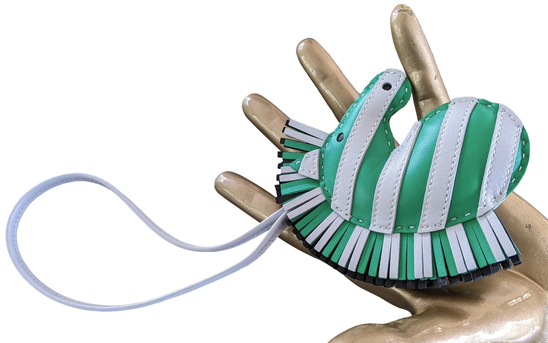 Hermes [201] Menthe/Bleu Brume/Noir Accessoire de Sac "Geegee Savannah" Bag Charm