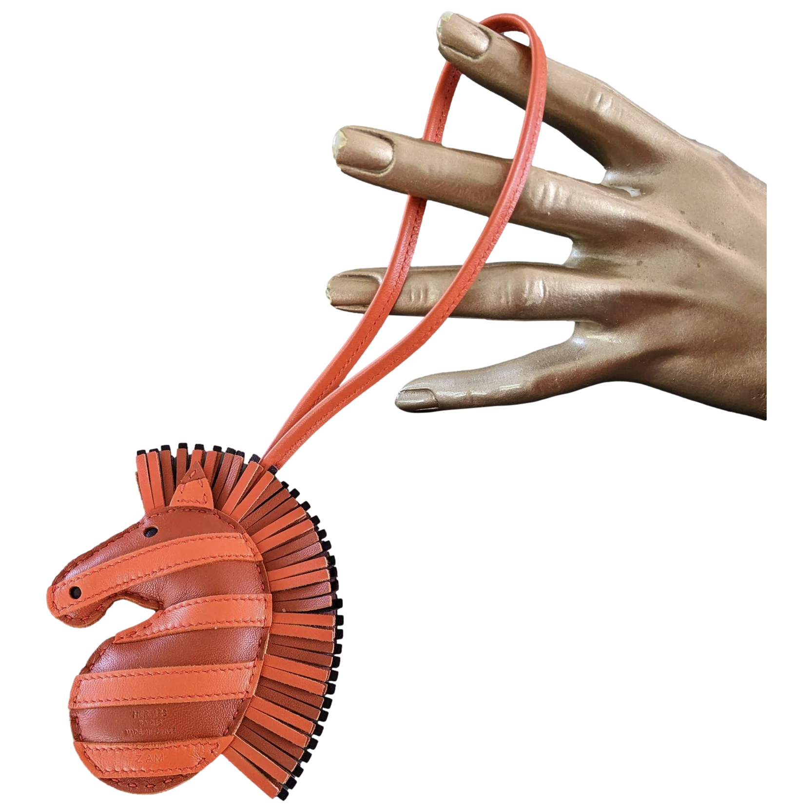 Hermes [200] Orange/Brique/Brun Accessoire de Sac "Geegee Savannah" Bag Charm