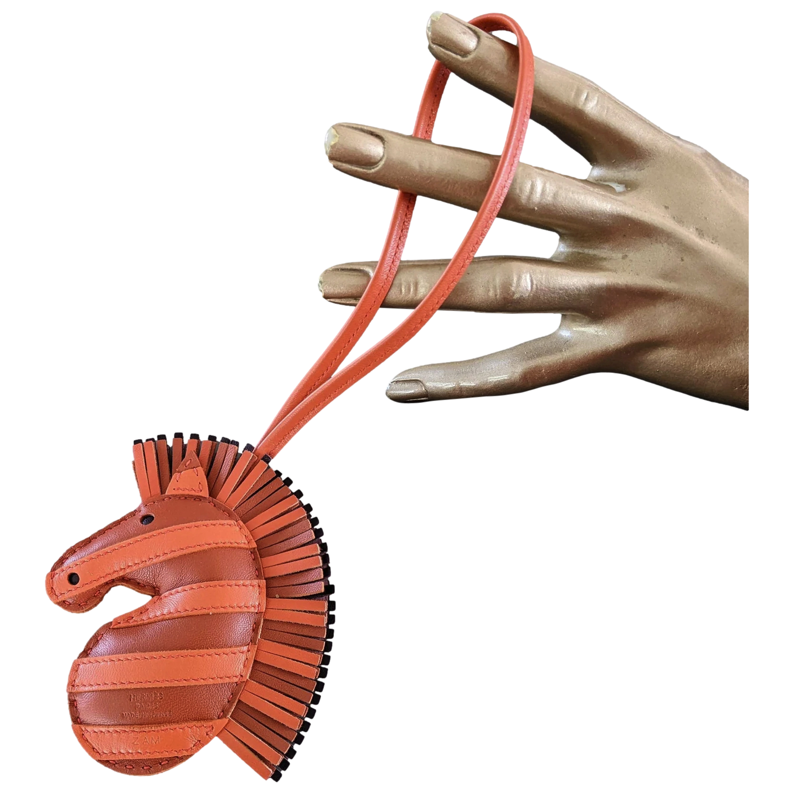 Charme Hermès Zèbre Geegee Savannah - Bleu Et Rose En Agneau - État Parfait Avec Boîte