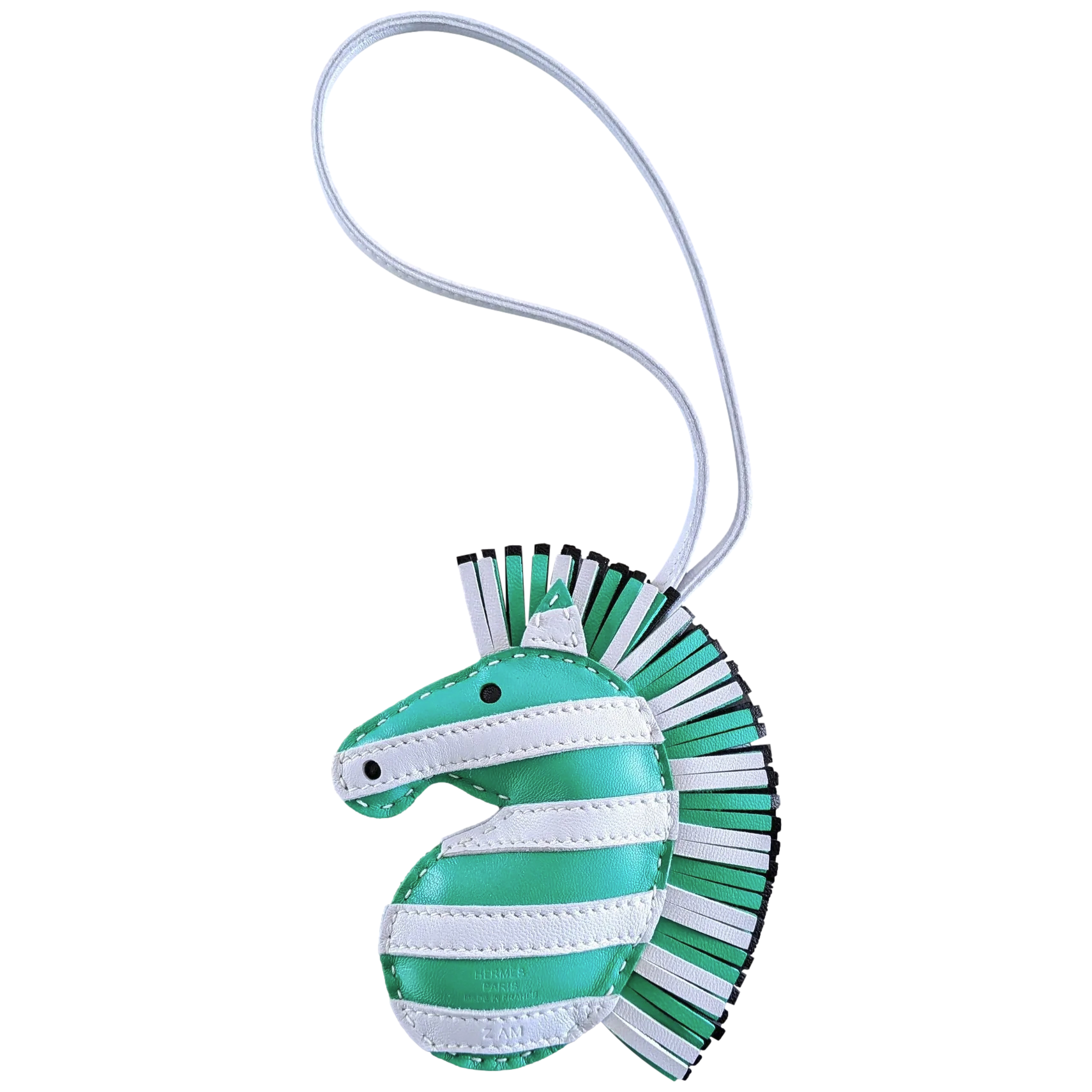 Hermes [201] Menthe/Bleu Brume/Noir Accessoire de Sac "Geegee Savannah" Bag Charm