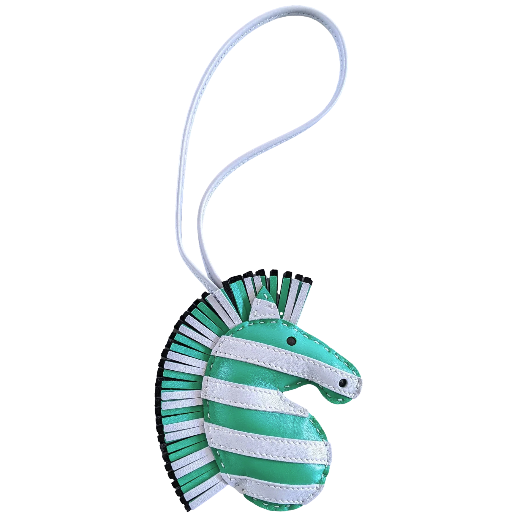 Hermes [201] Menthe/Bleu Brume/Noir Accessoire de Sac "Geegee Savannah" Bag Charm