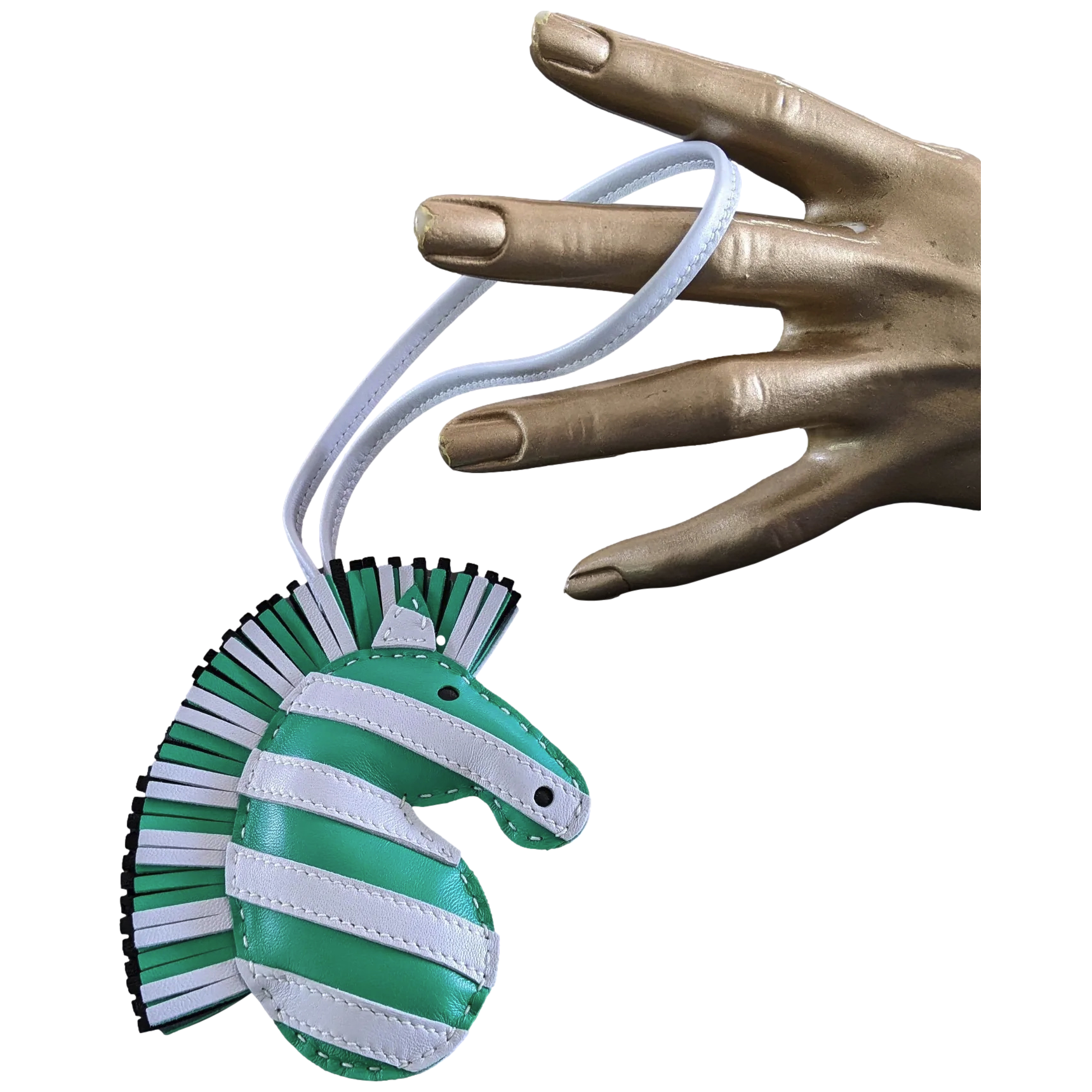 Hermes [201] Menthe/Bleu Brume/Noir Accessoire de Sac "Geegee Savannah" Bag Charm