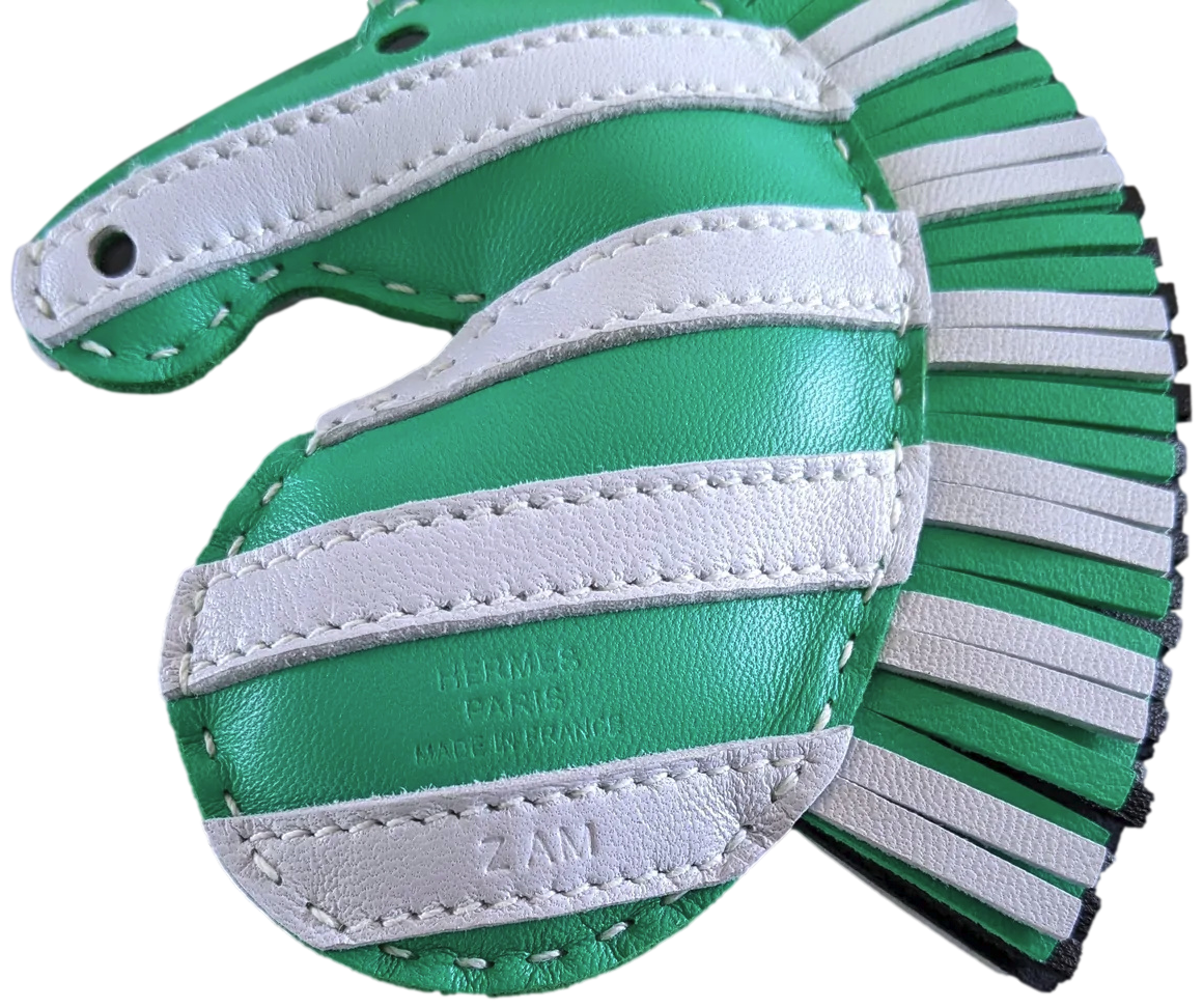 Hermes [201] Menthe/Bleu Brume/Noir Accessoire de Sac "Geegee Savannah" Bag Charm