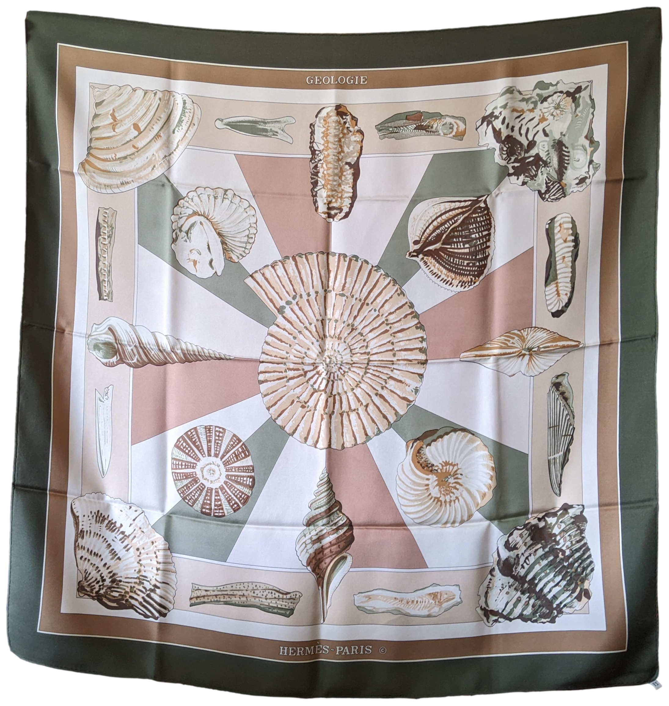 Produits Hermes Bronze "Geologie" Twill Silk Scarf 90 x 90 cm
