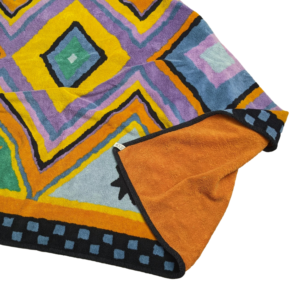 Hermes Noir/Orange/Emeraude Geometrical "Kilim? Rhyme?" Tapis de Plage Terry Beach Towel XXL 145 x 190 cm