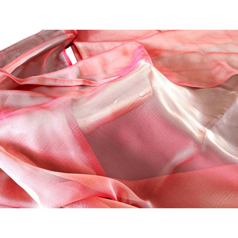 Hermes Gigantic Silk Chiffon Pink/Red LITTERATURE ALPHABET II SARI Mousseline Changeante XXL, Exceptional RARE! - poupishop