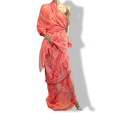 Hermes Gigantic Silk Chiffon Pink/Red LITTERATURE ALPHABET II SARI Mousseline Changeante XXL, Exceptional RARE! - poupishop