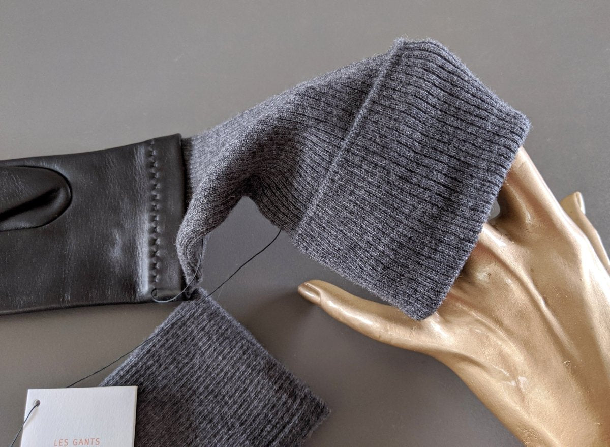 Hermes [GL02] Women's Noir/Anthracite GANTS FEMME RIVALE BI AGNEAU GLACE/CACHEMIRE Gloves, BNWTIB! - poupishop