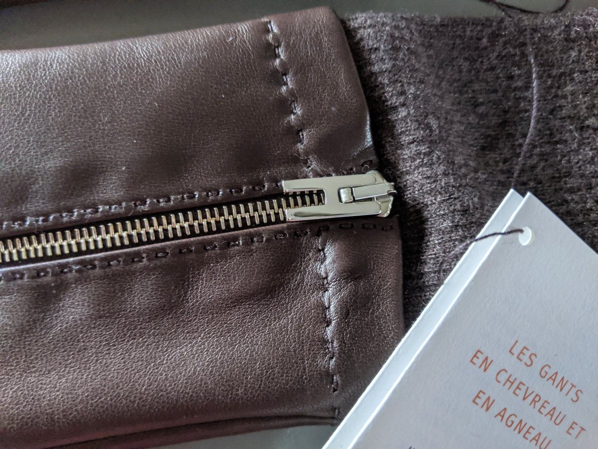 Hermes [GL03] Women's Ebene/Marron GANTS FEMME RIVALE BI AGNEAU GLACE/CACHEMIRE Gloves, BNWTIB! - poupishop