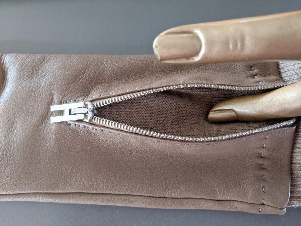 Hermes [GL04] Women's Etoupe GANTS FEMME RIVALE BI AGNEAU GLACE/CACHEMIRE Gloves, BNWTIB! - poupishop