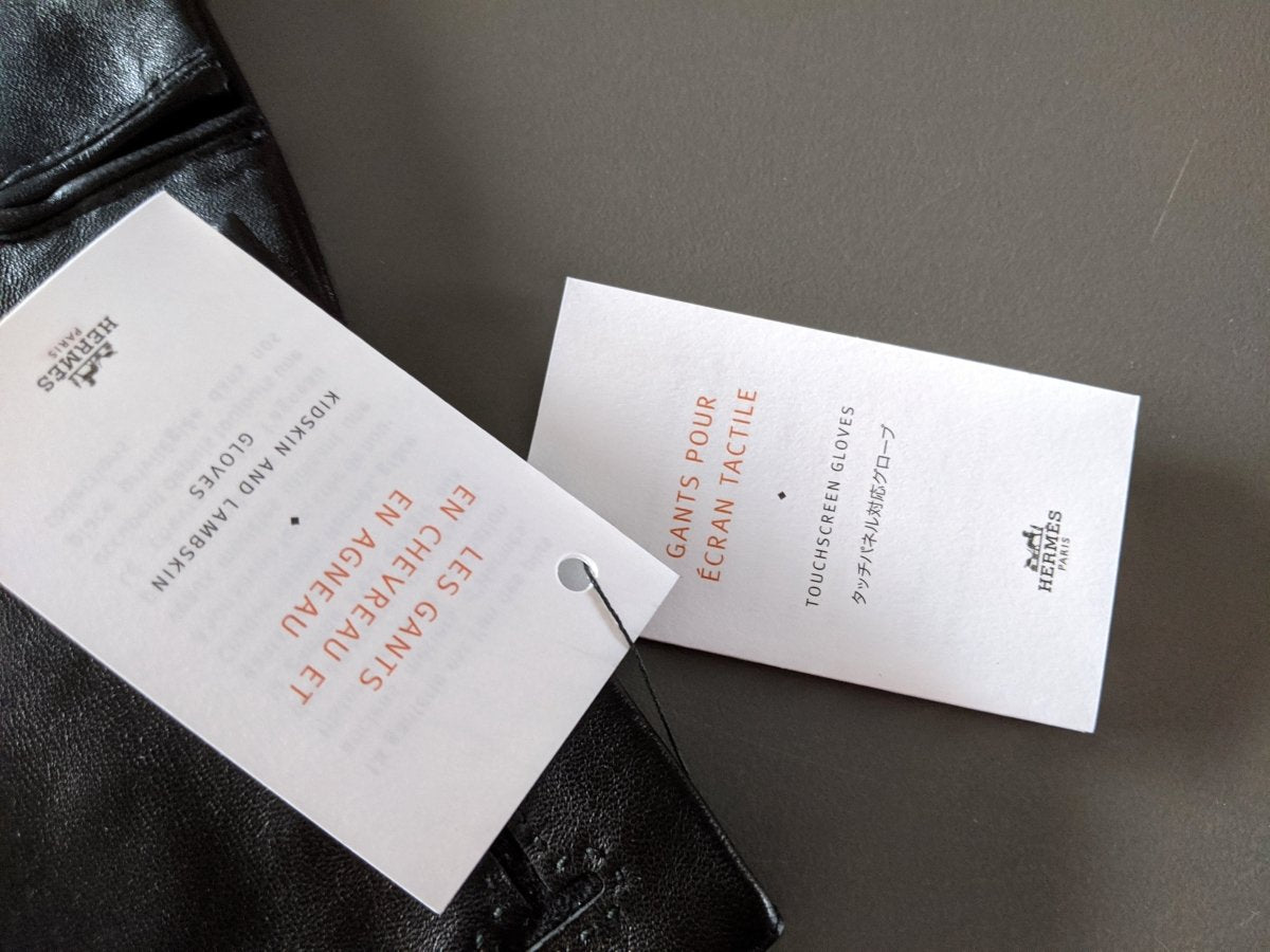 Hermes [GL07] Men's Noir Glace Chevreau/Agneau TOUCHSCREEN GLOVES TACTILE Sz 085, BNWTIB! - poupishop