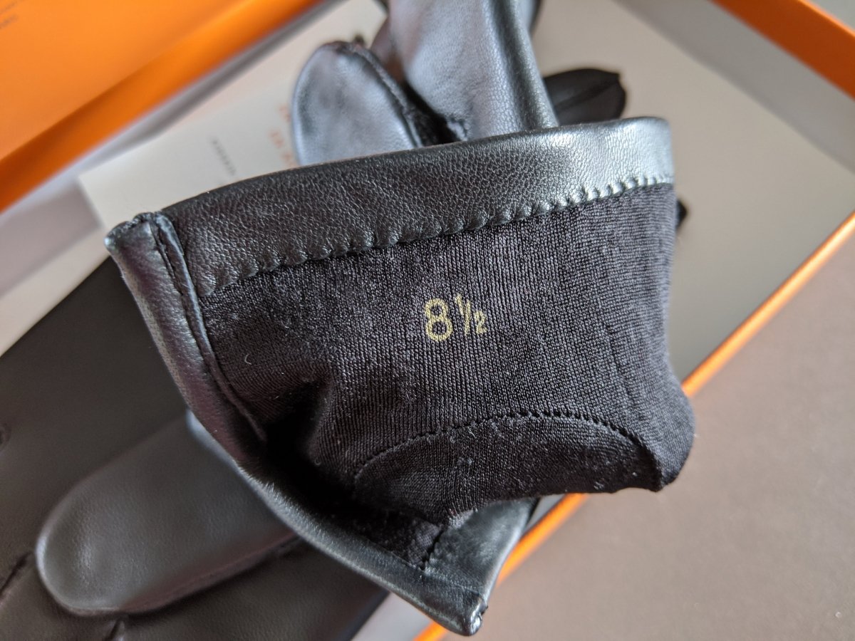 Hermes [GL07] Men's Noir Glace Chevreau/Agneau TOUCHSCREEN GLOVES TACTILE Sz 085, BNWTIB! - poupishop