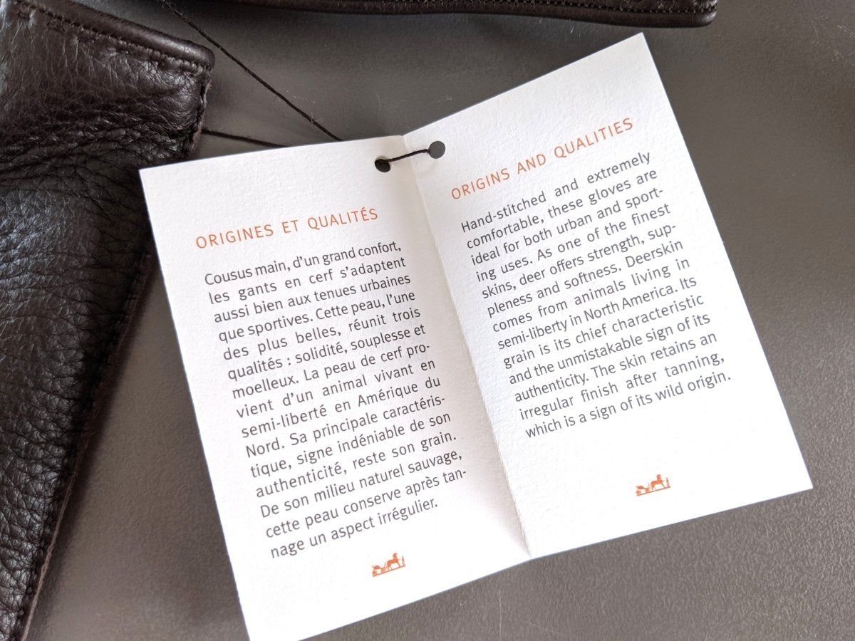Hermes [GL08] Men's Ebene Deer/Cashmere Cerf GANTS HOMME CLOUS DE SELLE Gloves, BNWTIB! - poupishop