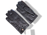 Hermes [GL11] Men's Black Deer/Silk Cerf GANTS HOMME CLOUS DE SELLE Gloves, BNWTIB! - poupishop