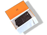 Hermes [GL16] Men's Moka Glace Lambskin/Cashmere GANTS HOMME CLOUS DE SELLE Gloves Sz 080, BNWIB! - poupishop